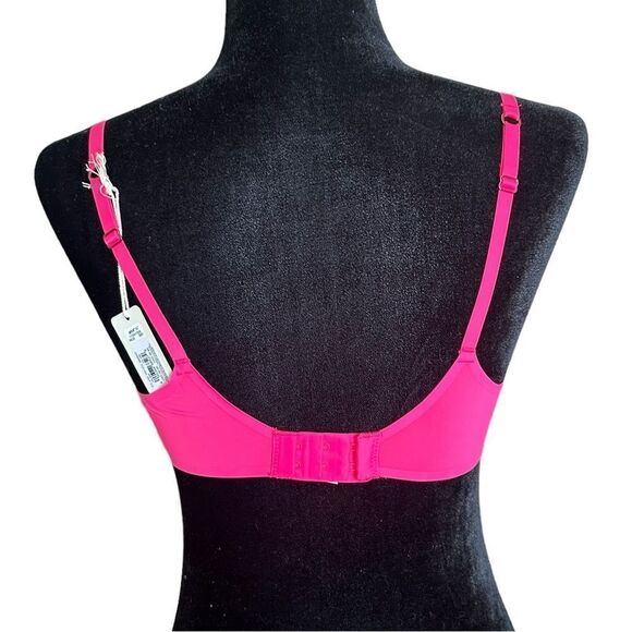 NWT Aerie 36B Smoothez Mesh Unlined Sheer Sexy Balconette Hot Pink Bra - Picture 4 of 8